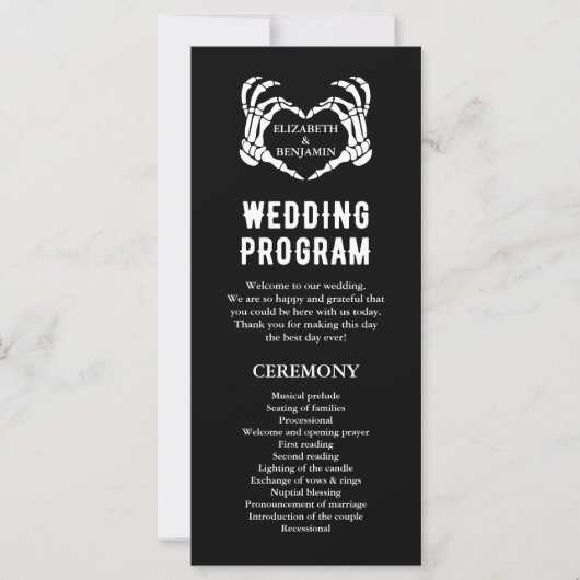 Til Death Skeleton Black Long Wedding Program (Vorderseite)