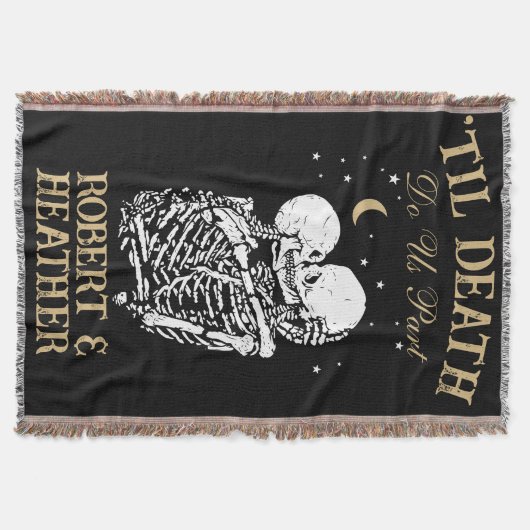 Til Death Skeleton Goth Wedding Decke Personalisie (Vorderseite)