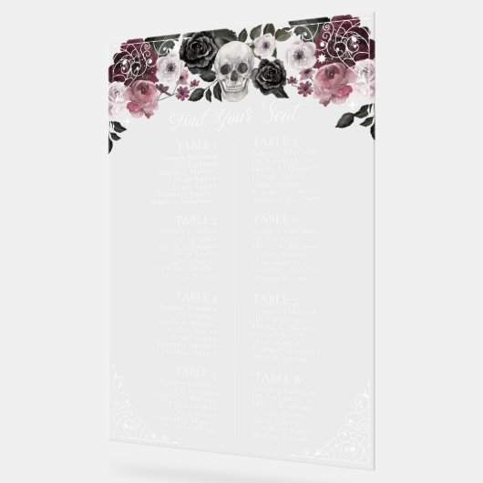 Til Death Skeleton Gothic Wedding Seating Chart Acrylschild (Winkel)