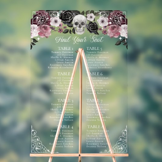 Til Death Skeleton Gothic Wedding Seating Chart Acrylschild (Neutral)