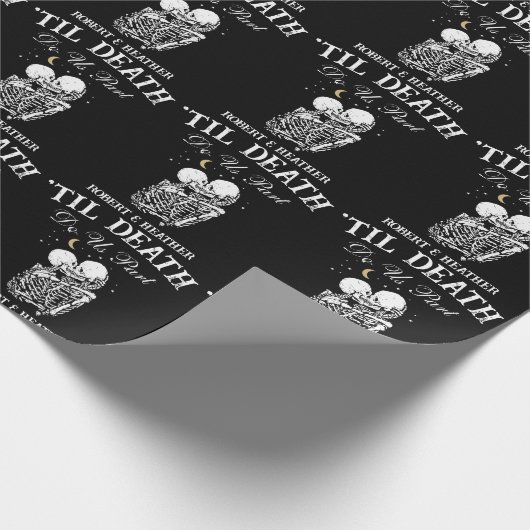 Til Death Skeleton Lovers Tarot Card Goth Wedding Geschenkpapier (Ecke)