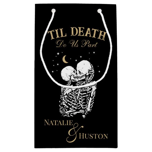 Til Death Skeleton Lovers Tarot Card Goth Wedding Kleine Geschenktüte (Rückseite)