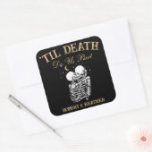 Til Death Skeleton Lovers Tarot Card Goth Wedding Quadratischer Aufkleber (Umschlag)