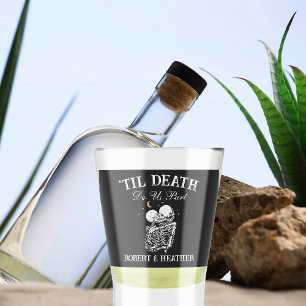 Til Death Skeleton Lovers Tarot Card Goth Wedding Schnapsglas