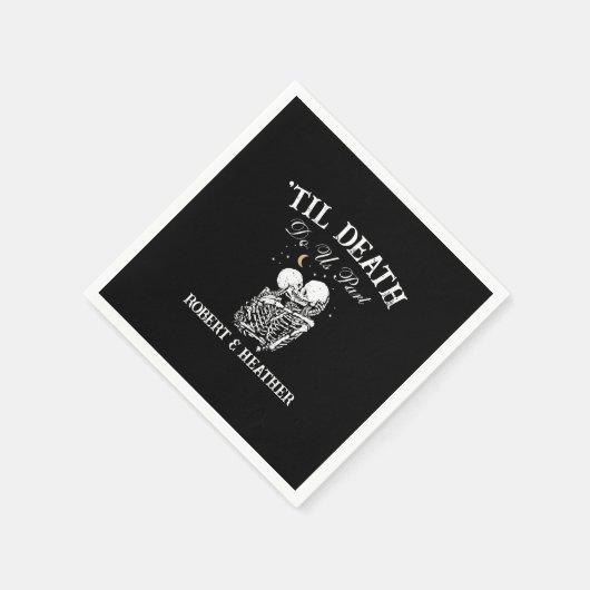 Til Death Skeleton Lovers Tarot Card Goth Wedding Serviette (Ecke)