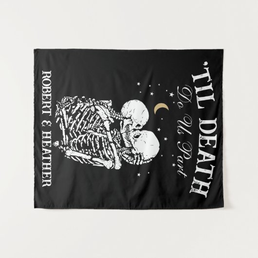 Til Death Skeleton Lovers Tarot Card Goth Wedding Wandteppich (Vorderseite (Horizontal))
