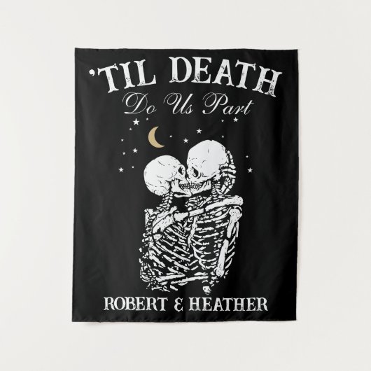 Til Death Skeleton Lovers Tarot Card Goth Wedding Wandteppich (Vorderseite)