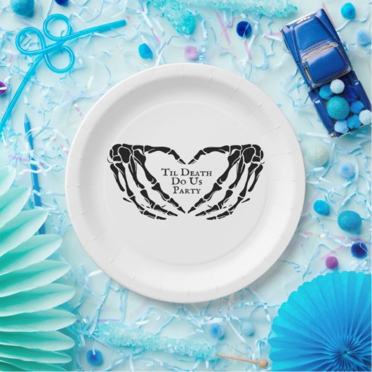 Til Death - Skeletton Herz Hände Pappteller (Party)