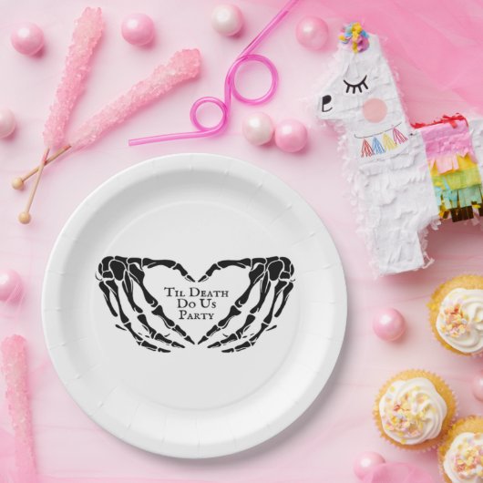 Til Death - Skeletton Herz Hände Pappteller (Party)