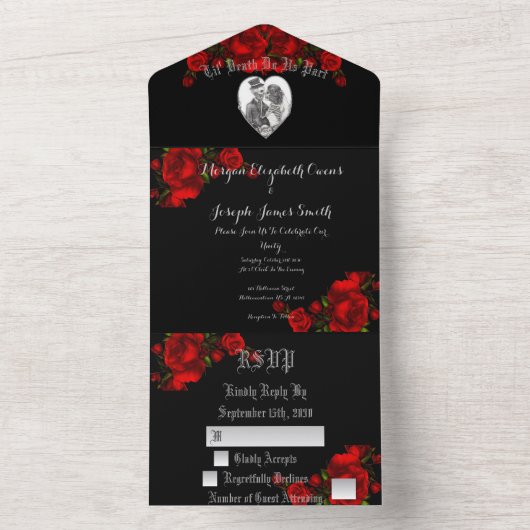 Til' Death teilst uns alle an einer Hochzeitsfeier All In One Einladung (Innen Boden)