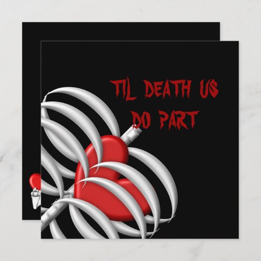 Til Death us do Part Goth Style Wedding Einladung (Vorne/Hinten)