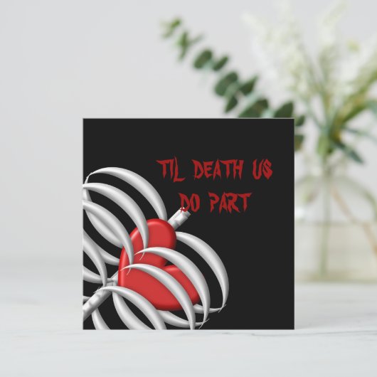 Til Death us do Part Goth Style Wedding Einladung (Stehend Vorderseite)