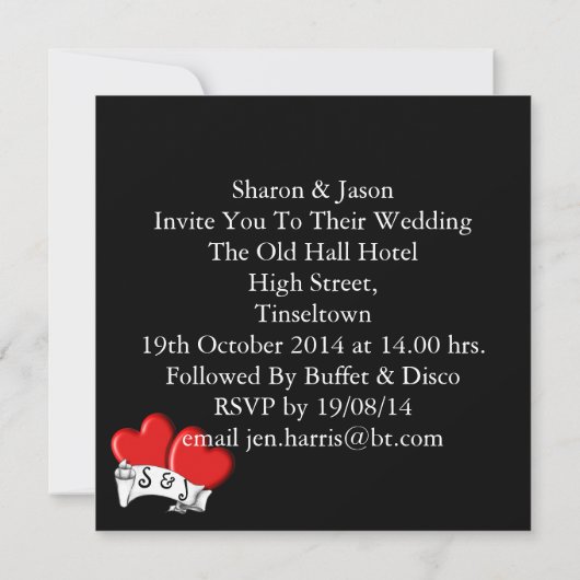 Til Death us do Part Goth Style Wedding Einladung (Rückseite)