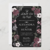 Til Death Watercolor Gothic Floral Wedding Einladung (Vorderseite)