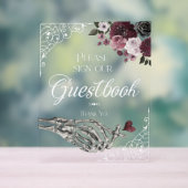 Til Death Watercolor Skeleton Hand Guestbook Acrylschild (Neutral)