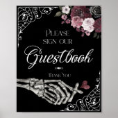Til Death Watercolor Skeleton Hand Guestbook Poster (Vorne)