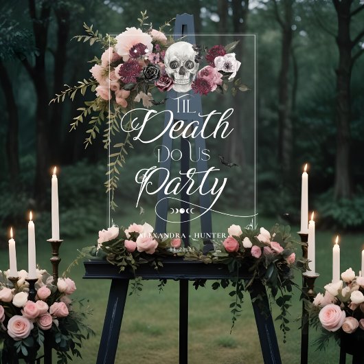Til Death Watercolor Skelett Rose Gothic Wedding Acrylschild