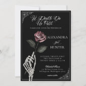 Til Death Watercolor Skelett Rose Gothic Wedding Einladung (Vorderseite)