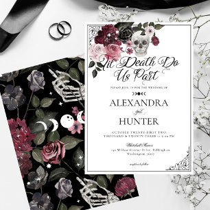 Til Death Watercolor Skull Rose Gothic Wedding Einladung