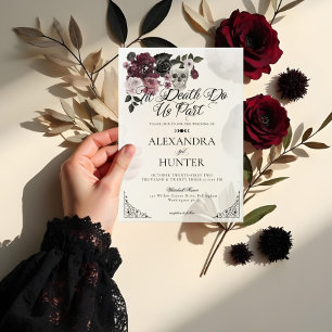 Til Death Watercolor Skull Rose Gothic Wedding Pergament Einladungen