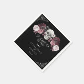 Til Death Watercolor Skull Rose Gothic Wedding Serviette (Ecke)