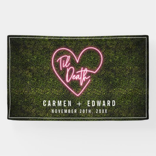 Til Death Wedding Neon Heart Banner (Horizontal)