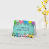 Til hamingju með afmæð, isländischer Geburtstag Karte (Gelbe Blume)