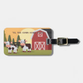 Til the Cows Come Home Two Cows Red Barn Sunrise Gepäckanhänger (Vorderseite horizontal)