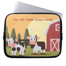Til the Cows Come Home Two Cows Red Barn Sunrise