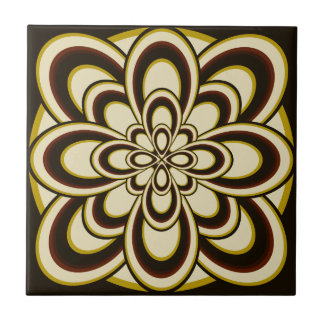 Tile, Abstrakte Blume 2, braune Chartreuse Tan Fliese