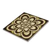 Tile, Abstrakte Blume 2, braune Chartreuse Tan Fliese (Seite)