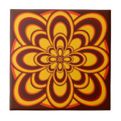 Tile, Abstrakte Blume 2, Orange Saffron Brown Fliese (Vorderseite)