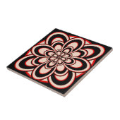 Tile, Abstrakte Blume 2, rot Schwarz-weiß Fliese (Seite)