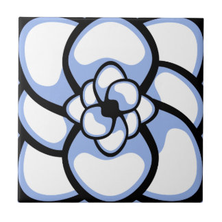 Tile, Abstrakte Blume 3, blau weiß Fliese