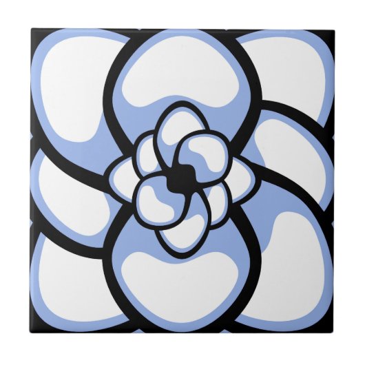 Tile, Abstrakte Blume 3, blau weiß Fliese (Vorderseite)