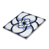 Tile, Abstrakte Blume 3, blau weiß Fliese (Seite)