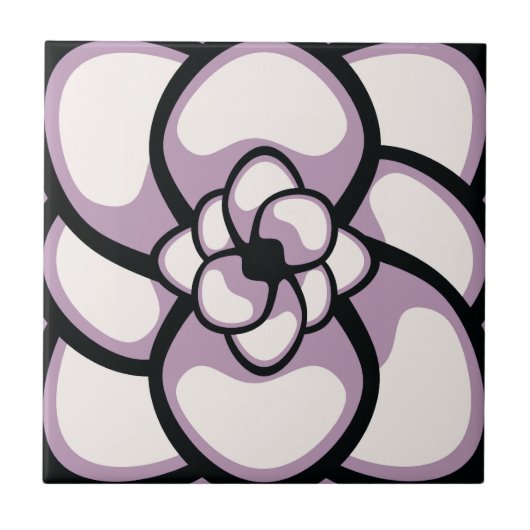 Tile, Abstrakte Blume 3, Lavendel Lila Fliese (Vorderseite)