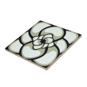 Tile, Abstrakte Blume 3, Olivenöl, Schwarz, Weiß Fliese (Seite)