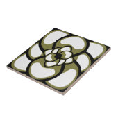 Tile, Abstrakte Blume 3, Olivenöl, Schwarz, Weiß Fliese (Seite)