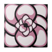 Tile, Abstrakte Blume 3, rosa, schwarz, weiß Fliese (Vorderseite)
