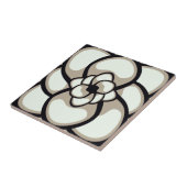 Tile, Abstrakte Blume 3, Tan, Schwarz, Weiß Fliese (Seite)