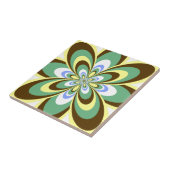 Tile, Abstrakte Blume 4, Retrogelb, braun, grau Fliese (Seite)