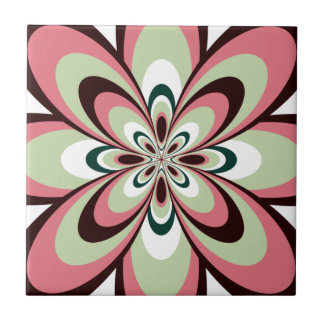 Tile, Abstrakte Blume 4, rosa, braun, hellgrün Fliese
