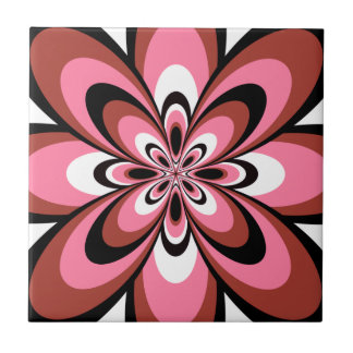 Tile, Abstrakte Blume 4, rosa, braun, schwarz Fliese