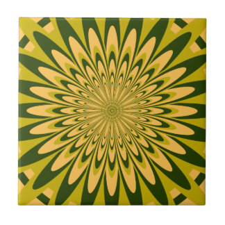 Tile, Abstrakte Blume 5, Chartreuse Gold Fliese