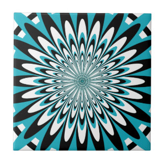 Tile, Abstrakte Blume 5, Cyan Fliese
