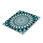 Tile, Abstrakte Blume 5, Cyan Fliese (Seite)