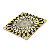 Tile, Abstrakte Blume 5, Gelb, Schwarz, Weiß Fliese (Seite)