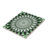 Tile, Abstrakte Blume 5, grün, schwarz, weiß Fliese (Seite)