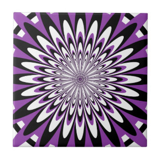 Tile, Abstrakte Blume 5, Lila, schwarz, weiß Fliese